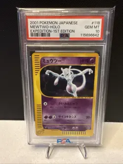 2001 POKEMON JPN EXPEDITION 1ST ED #118 MEWTWO-HOLO PSA 10 - Image 1