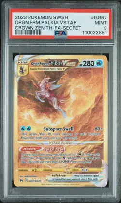 2023 POKEMON SWORD AND SHIELD CROWN ZENITH #GG67 ORGN.FRM.PALKIA VSTAR PSA 9 - Image 1