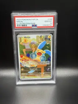 2023 POKEMON PAR EN-PARADOX RIFT ILLUSTRATION RARE #194 MINUN PSA 10 - Image 1