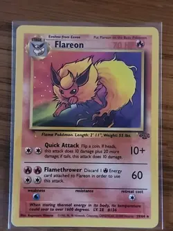Flareon Pokemon Card 19/64 Jungle Set LV.28 70 HP Rare Vintage WOTC 1999 - Image 1