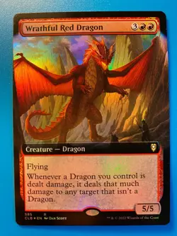 MTG 1x FOIL EXTENDED ART Wrathful Red Dragon 585 Baldur's Gate Magic the x1 NM - Image 1