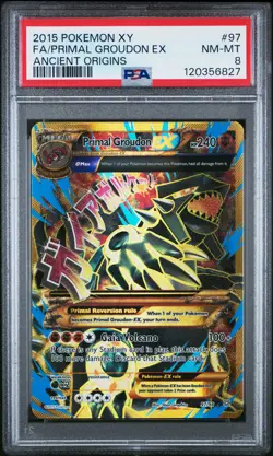 2015 POKEMON XY ANCIENT ORIGINS #97 FULL ART/PRIMAL GROUDON EX PSA 8 - Image 1