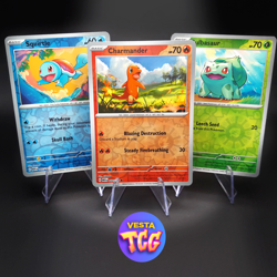 Pokemon 151 Kanto Starter Set Charmander Squirtle Bulbasaur Reverse Holo NM - Image 1