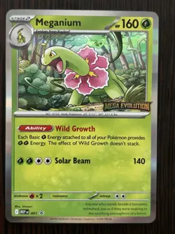 Pokemon Meganium 001 Mega Evolutions Stamp Promo - Image 1