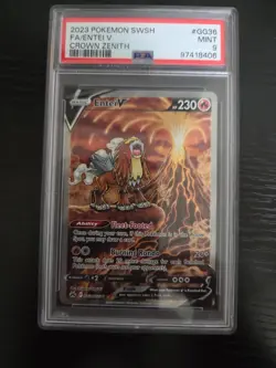 Entei v 2023 Pokemon SWSH #GG36/GG70 Mint Crown Zenith HP230 PSA 9 FA - Image 1