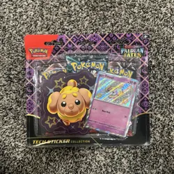 Pokemon Paldean Fates Tech Sticker Collection 3 Booster Pack Blister- Fidough - Image 1