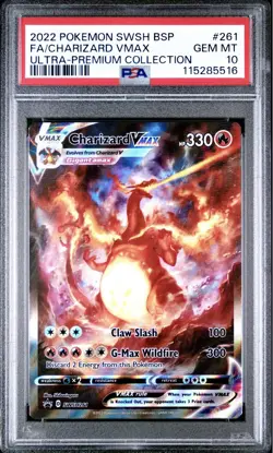 2022 POKEMON SWSH BLACK STAR PROMO #261 FULL ART/CHARIZARD VMAX PSA 10 - Image 1