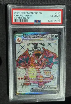 2023 Pokemon Obf EN-Obsidian Flames Charizard EX #215 Ultra Rare PSA GEM MT 10 - Image 1