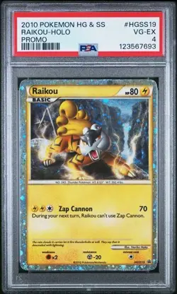 2010 Pokemon Card HGSS19 Raikou Holo Promo PSA 4 Mint Low POP of 17 HGSS - Image 1