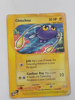 Pokemon Chinchou 7/147 Expedition Base Set 2002 Damaged Electric Basic Card - Image 1