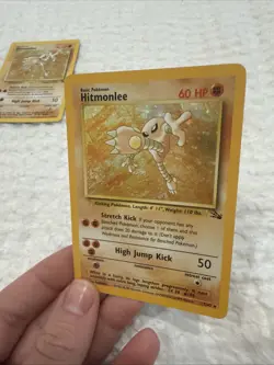 Pokemon Hitmonlee Card 60 HP Holo Rare Base Set 2 1999 7/62 Vintage - Image 1