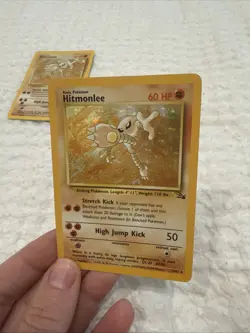 Pokemon Hitmonlee Card 60 HP Holo Rare Base Set 2 1999 7/62 Vintage - Image 2
