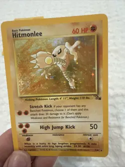 Pokemon Hitmonlee Card 60 HP Holo Rare Base Set 2 1999 7/62 Vintage - Image 3