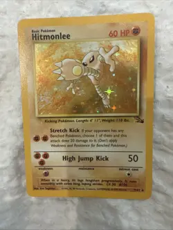 Pokemon Hitmonlee Card 60 HP Holo Rare Base Set 2 1999 7/62 Vintage - Image 4