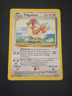 Pidgeotto 028/130 Base Set 2 Regular Black Star Rare Pokemon TCG Light Played - Image 1