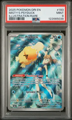 2025 POKEMON DRI EN-DESTINED RIVALS ILLUSTRATION RARE #193 MISTY'S PSYDUCK PSA 9 - Image 1
