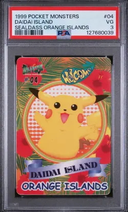 1999 Pokemon Bandai Sealdass Orange Islands Pikachu PSA 3 04 Pop 1 Pikachu - Image 1