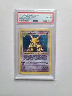 Pokemon Alakazam Shadowless PSA 2 GOOD 1999 Base Set Holo Rare Card #1 - Image 2