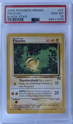 PIKACHU BLACK STAR PROMO #27 - PSA 10 GEM MINT - VINTAGE WOTC 2000 POKEMON CARD - Image 1