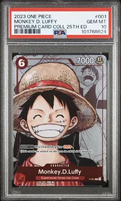 PSA 10 Monkey D Luffy P-001 One Piece Premium Collection 25th Promo Card English - Image 1