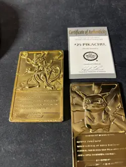 gold plated pokemon cards 1999 #25 PIKACHU & #150 MEWTWO - Image 1