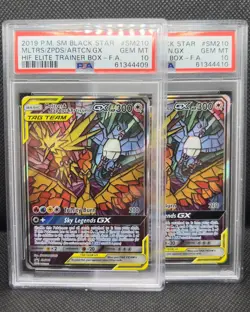 Moltres & Zapdos & Articuno GX SM210 Hidden Fates Pokemon TCG PSA 10 GEM MT - Image 1
