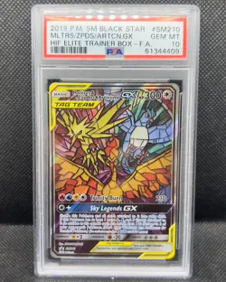 Moltres & Zapdos & Articuno GX SM210 Hidden Fates Pokemon TCG PSA 10 GEM MT - Image 2