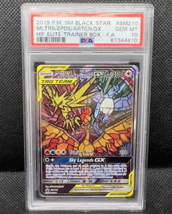 Moltres & Zapdos & Articuno GX SM210 Hidden Fates Pokemon TCG PSA 10 GEM MT - Image 4