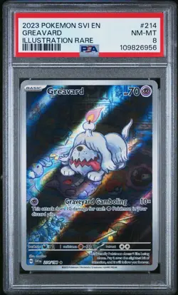 PSA 8 Greavard Illustration Rare 214/198 SV01: Scarlet & Violet Base Pokemon - Image 1