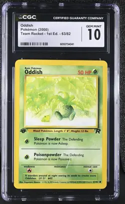 2000 POKEMON Team ROCKET 1ST EDITION 63/82 ODDISH PSA CGC 10 - Image 1