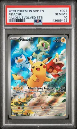 2023 POKEMON SVP EN-SV BLACK STAR PROMO #027 PIKACHU PSA 10 - Image 1