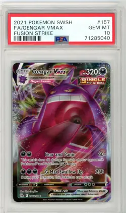 2021 POKEMON SWORD & SHIELD FUSION STRIKE #157 FULL ART/GENGAR VMAX PSA 10 - Image 1