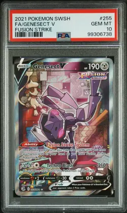 2021 POKEMON SWORD & SHIELD FUSION STRIKE #255 FULL ART/GENESECT V PSA 10 - Image 1