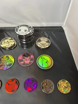 Lot of 88 Official Pokemon TCG Coins Bulk Lot Duplicates Multiple Finishes - Image 4