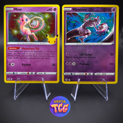 Pokemon TCG Mew Celebrations Holo, Mewtwo Brilliant Stars Reverse Holo Near Mint - Image 1