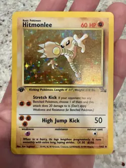 Hitmonlee 7/62 Fossil 1st Edition LP Holo Rare Vintage 1999 WOTC Pokemon Card - Image 1