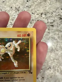 Hitmonlee 7/62 Fossil 1st Edition LP Holo Rare Vintage 1999 WOTC Pokemon Card - Image 3