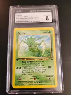 Pokemon TCG Neo Discovery Scyther 1st Edition Card 46/75 Vintage Graded CGC 8 - Image 1