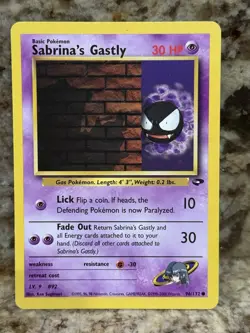 Sabrina's Gastly 96/132 Common Gym Challenge Pokemon Card - LP - Image 1