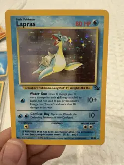 Vintage 1999 Lapras Pokemon Card Holo Rare Fossil Set 10/62 - Image 1