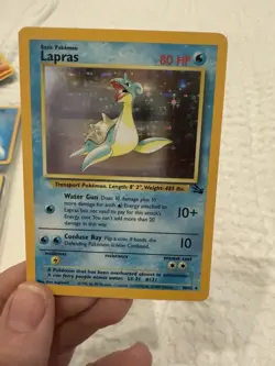 Vintage 1999 Lapras Pokemon Card Holo Rare Fossil Set 10/62 - Image 2