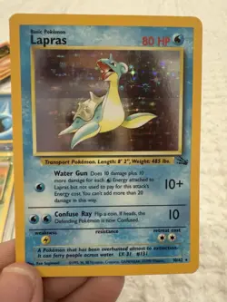Vintage 1999 Lapras Pokemon Card Holo Rare Fossil Set 10/62 - Image 4