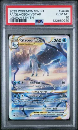 2023 POKEMON SWORD AND SHIELD CROWN ZENITH #GG40 FA/GLACEON VSTAR PSA 10 (QT10) - Image 1