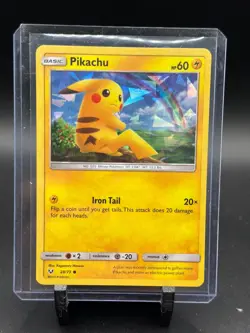 Pokemon TCG Pikachu 28/73 Shining Legends Holo NM - Image 1