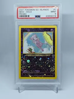 2001 POKEMON SOUTHERN ISLANDS PROMO #1 MEW-HOLO PSA 9 TWO SWIRLS - Image 1