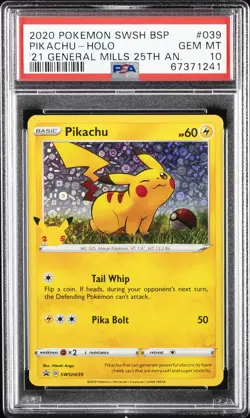 2020 POKEMON SWSH BLACK STAR PROMO #039 PIKACHU-HOLO PSA 10 - Image 1