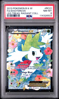 2013 POKEMON LEGENDARY TREASURES SHAYMIN EX #RC21 RADIANT PSA 8 NM #114326503 - Image 1