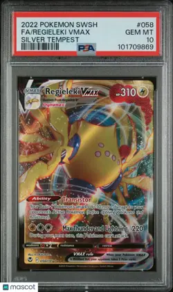 2022 Pokemon Sword & Shield Silver Tempest Regieleki VMAX Fa PSA 10 58/195 - Image 1