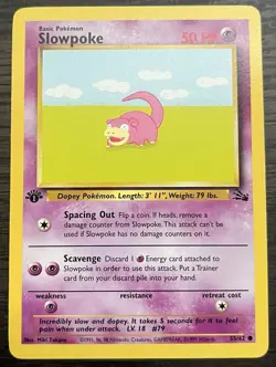 1st Edition Slowpoke 55/62 Pokemon TCG WOTC Base Set Fossil MINT - Image 1