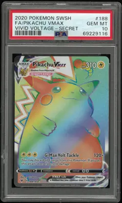 2020 Pokemon Sword & Shield Vivid Voltage Pikachu VMAX Fa -Secret PSA 10 188/185 - Image 1